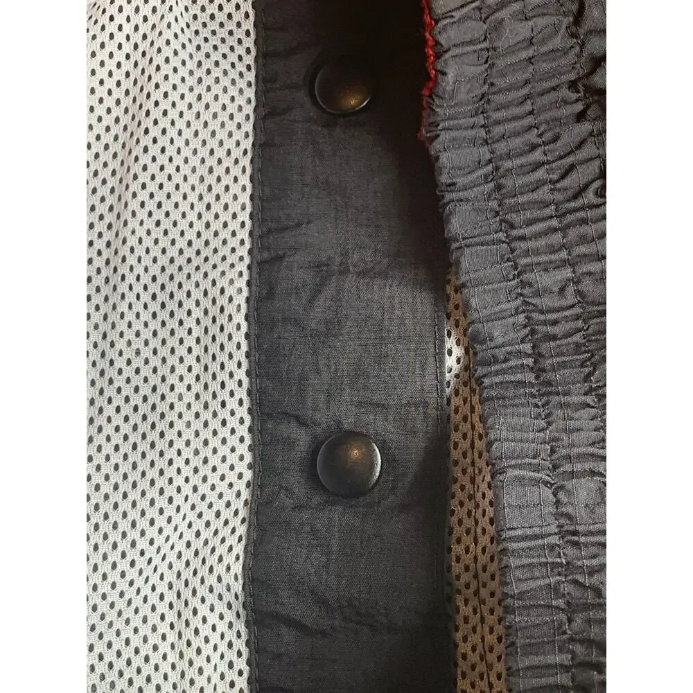 Rebook Track Pants Mens Size Large Black Snaps Up Side No String Mesh Athletic - Picture 10 of 10